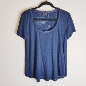 H by Bordeaux blue semi sheer animal print short